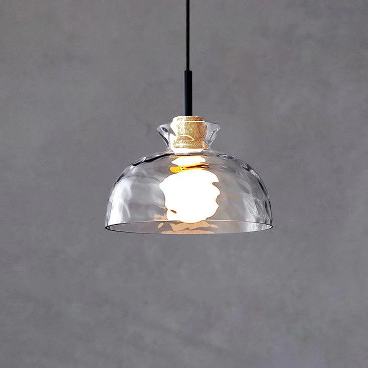 Glass Wood Pendant Light