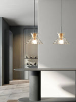 Glass Wood Pendant Light