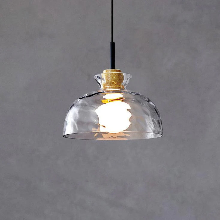 Glass Wood Pendant Light