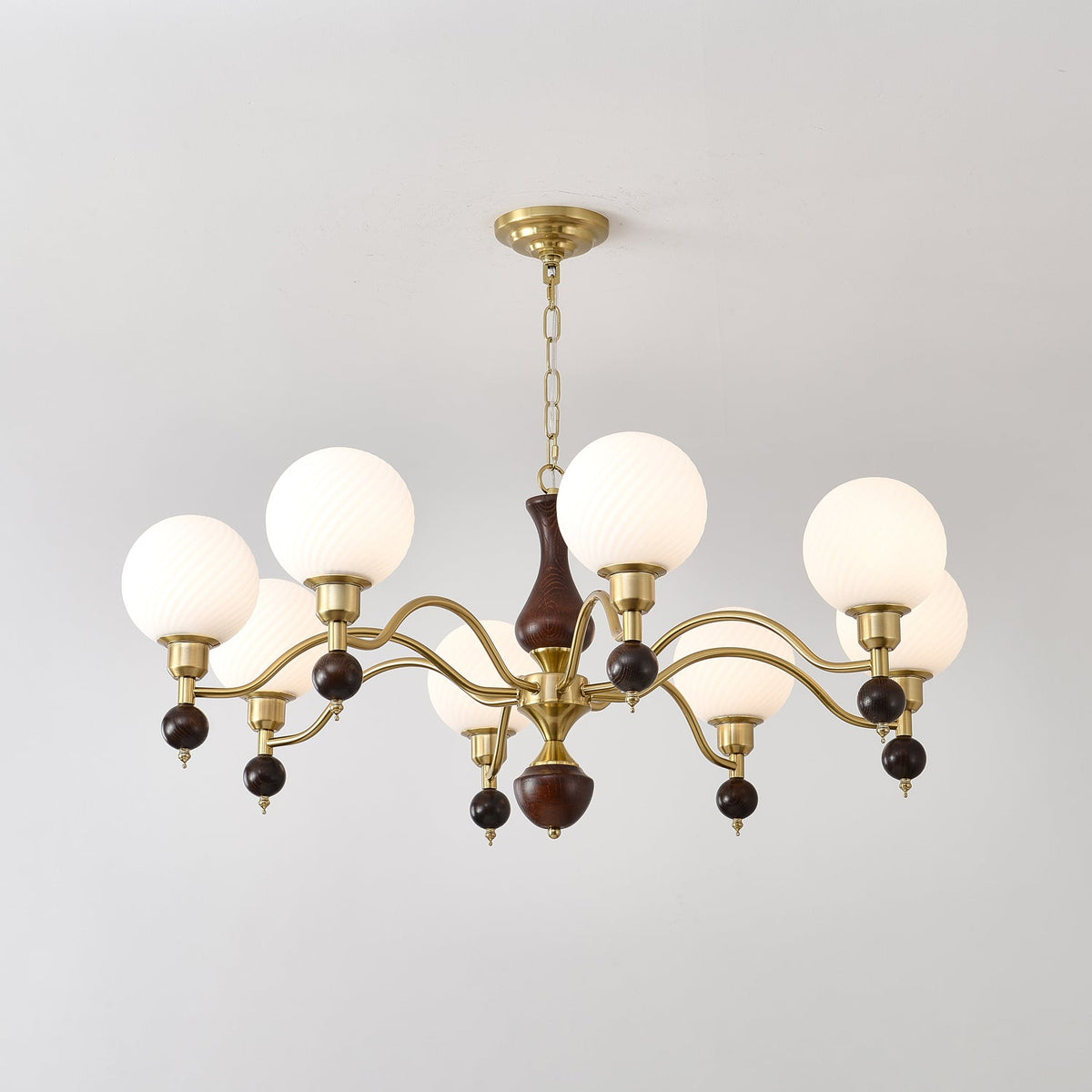 Globe Orb Wood Chandelier