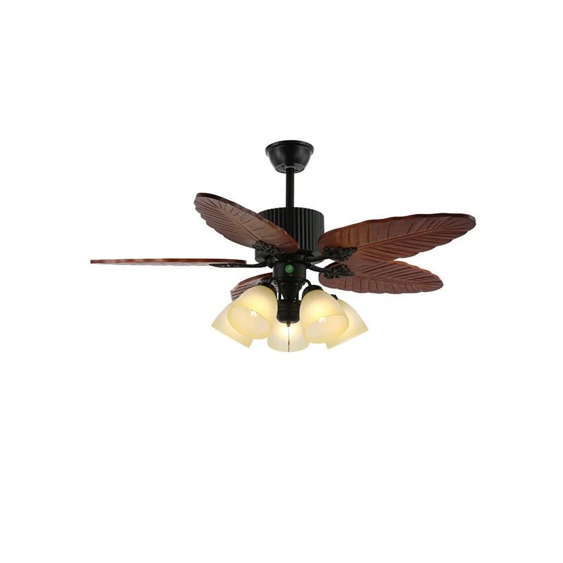 Banana Wood Leaves Ceiling Fan Light