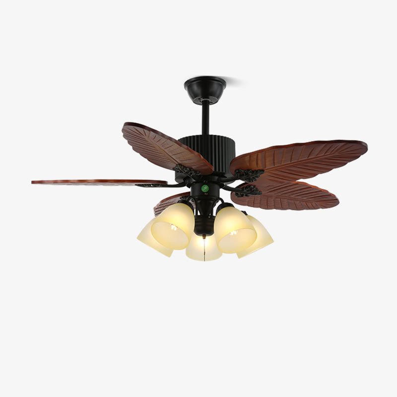 Banana Wood Leaves Ceiling Fan Light