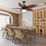 Banana Wood Leaves Ceiling Fan Light