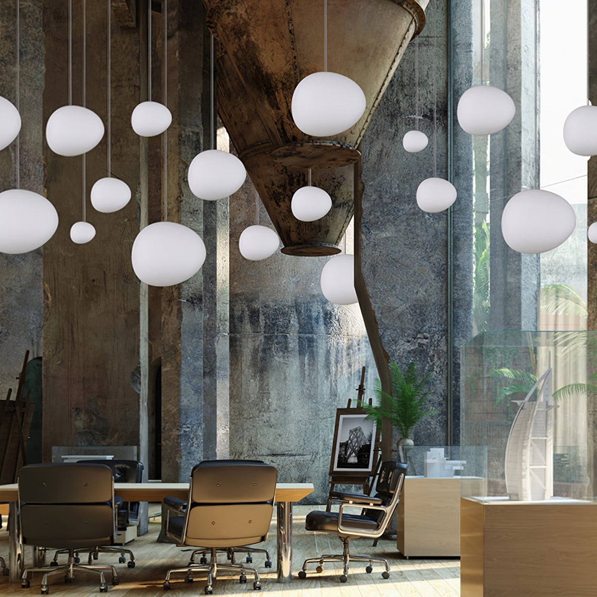 Gregg Stone Shape Glass Pendant Light