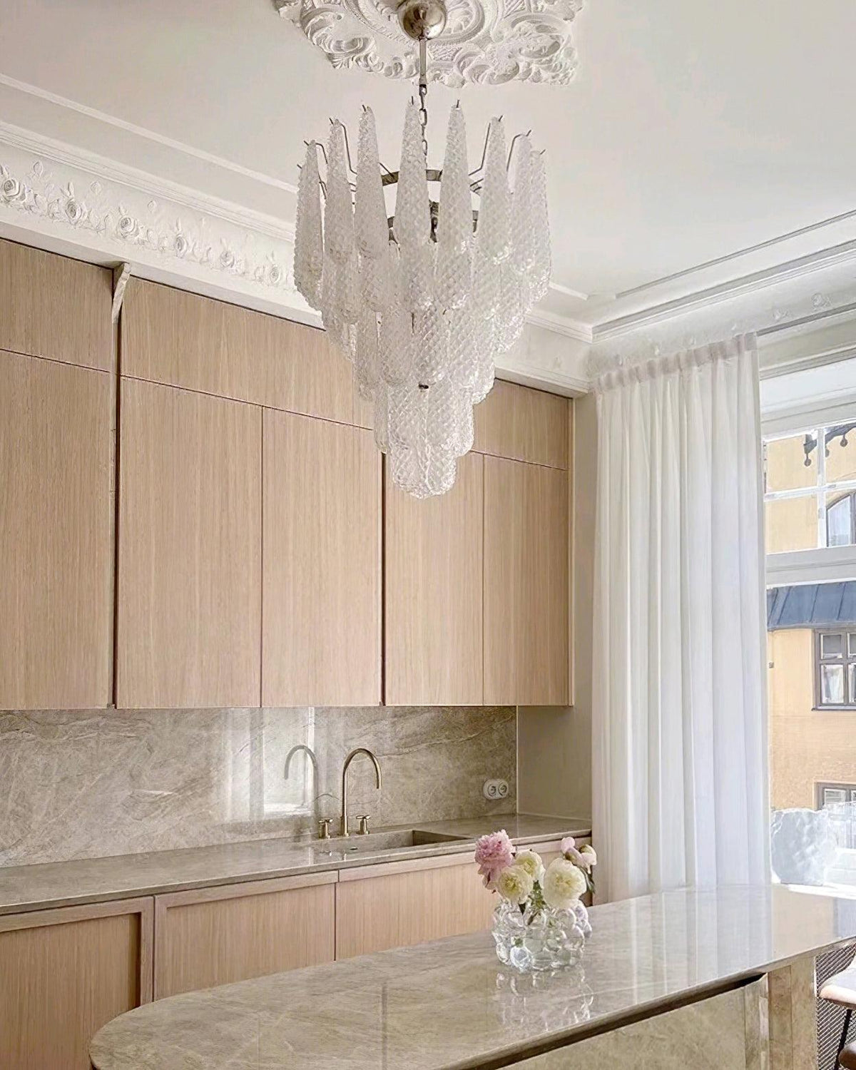 Grid Glass Waterfall Chandelier