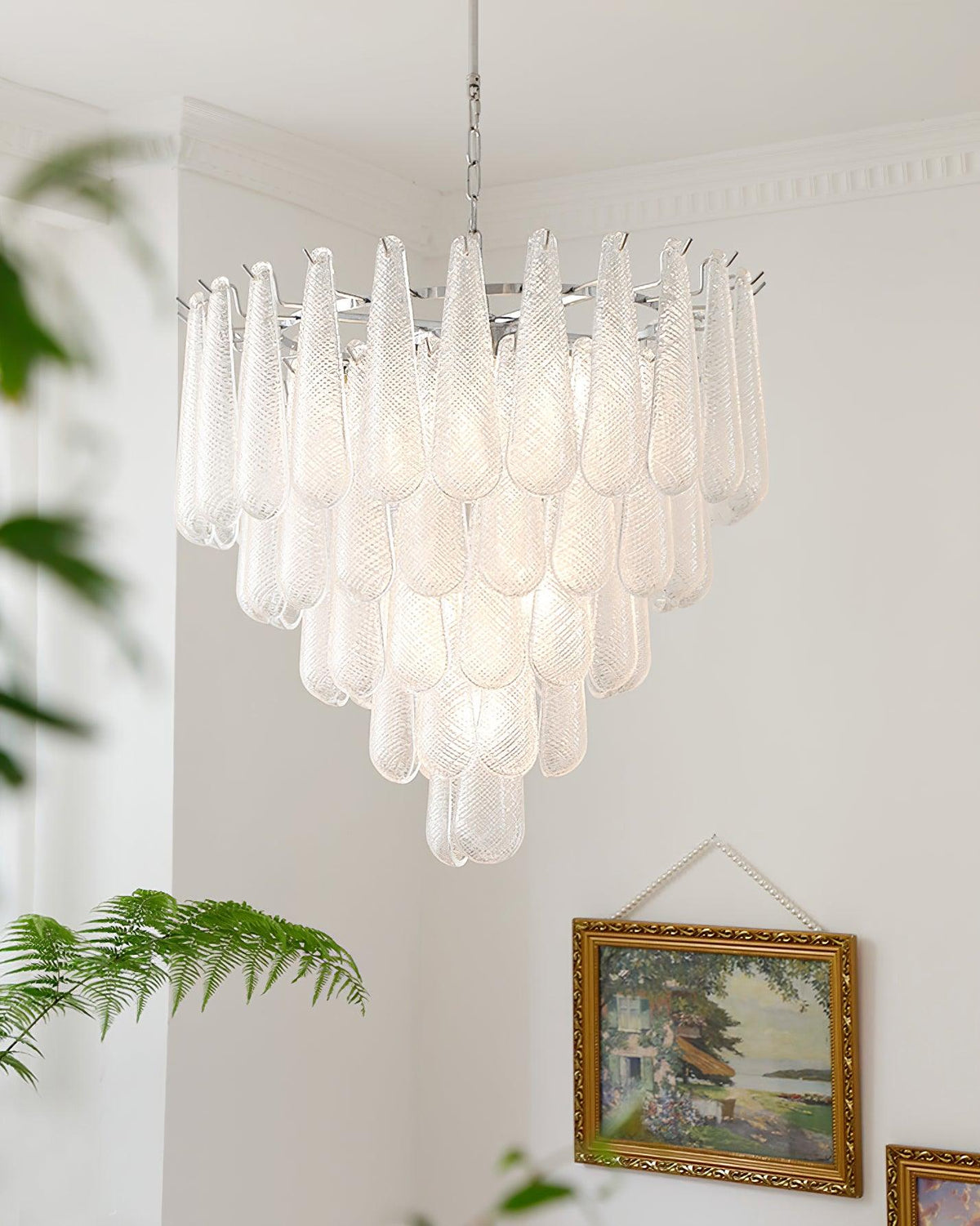 Grid Glass Waterfall Chandelier