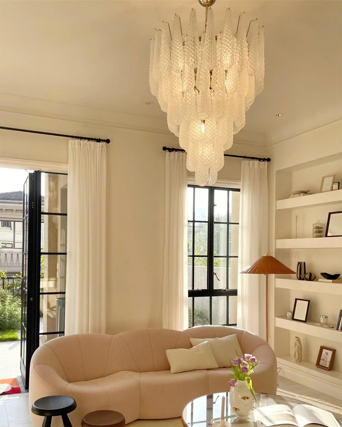 Grid Glass Waterfall Chandelier