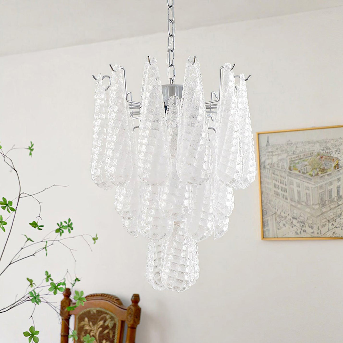 Grid Glass Waterfall Chandelier