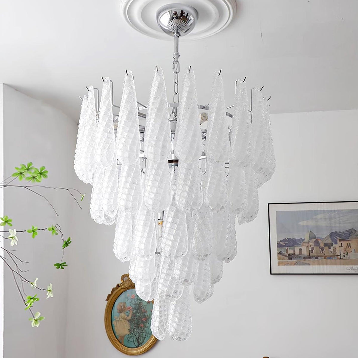 Grid Glass Waterfall Chandelier