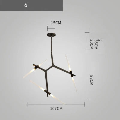Branch Suspension Pendant Light - Gold Black G9 LED Iron Glass Fixture