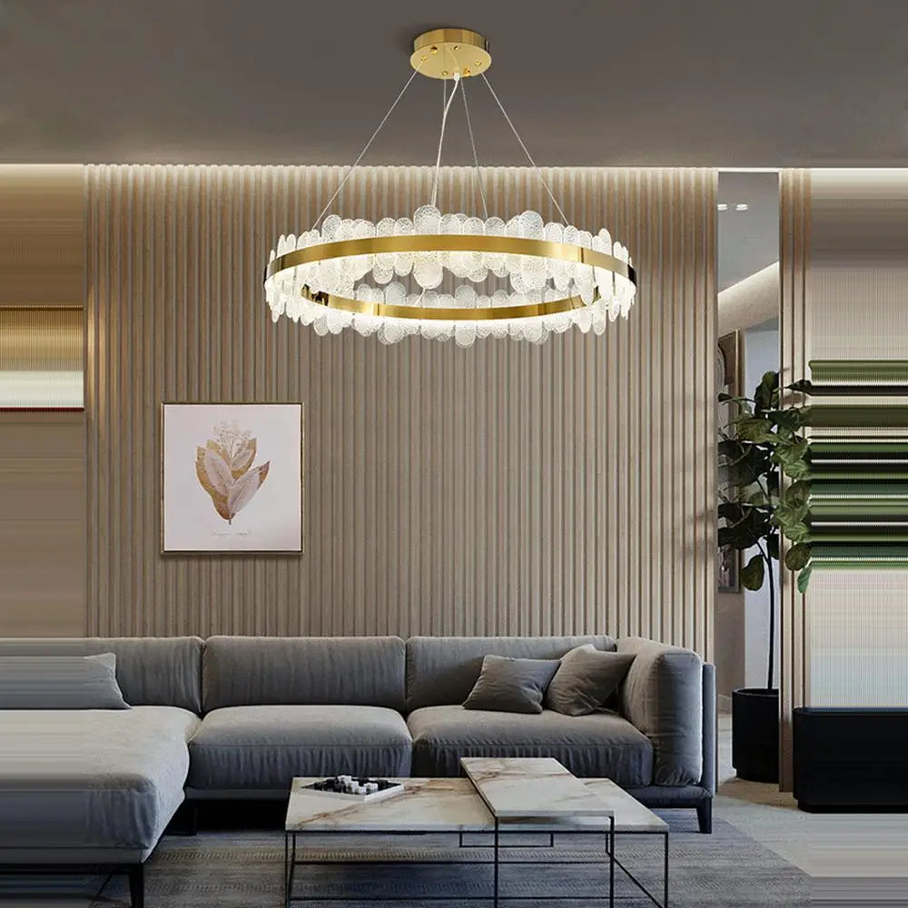 Golden Stainless Steel LED Designer Chandelier for Dining Room