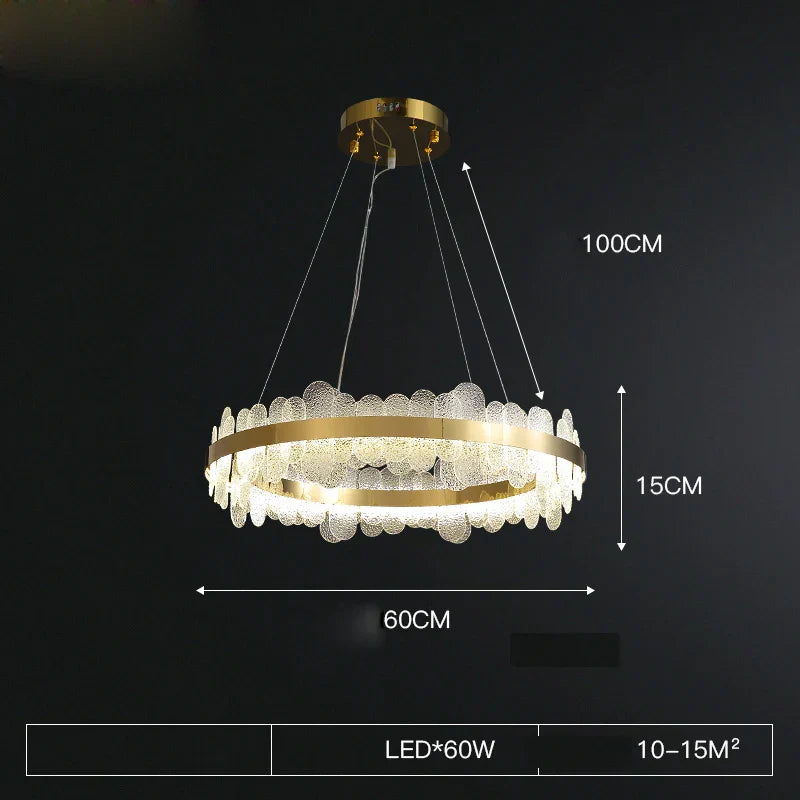 Golden Stainless Steel LED Designer Chandelier for Dining Room