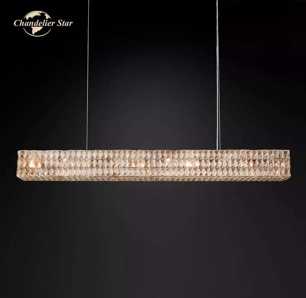 Crystal LED Linear Chandelier for Kitchen Island Dining Room