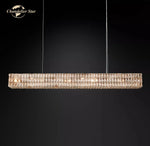 Crystal LED Linear Chandelier for Kitchen Island Dining Room