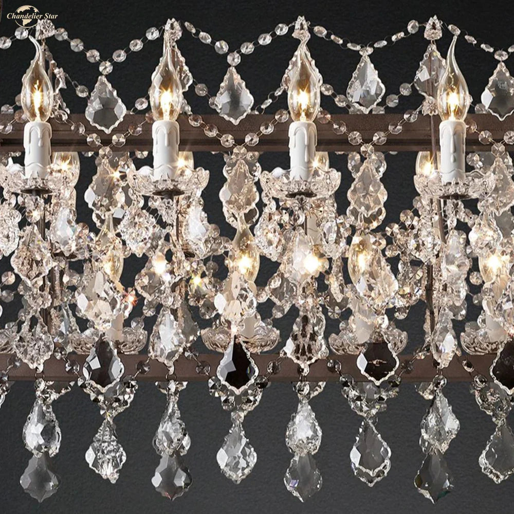 Iron Crystal LED Chandelier: 19th Century Style Kitchen Pendant Light