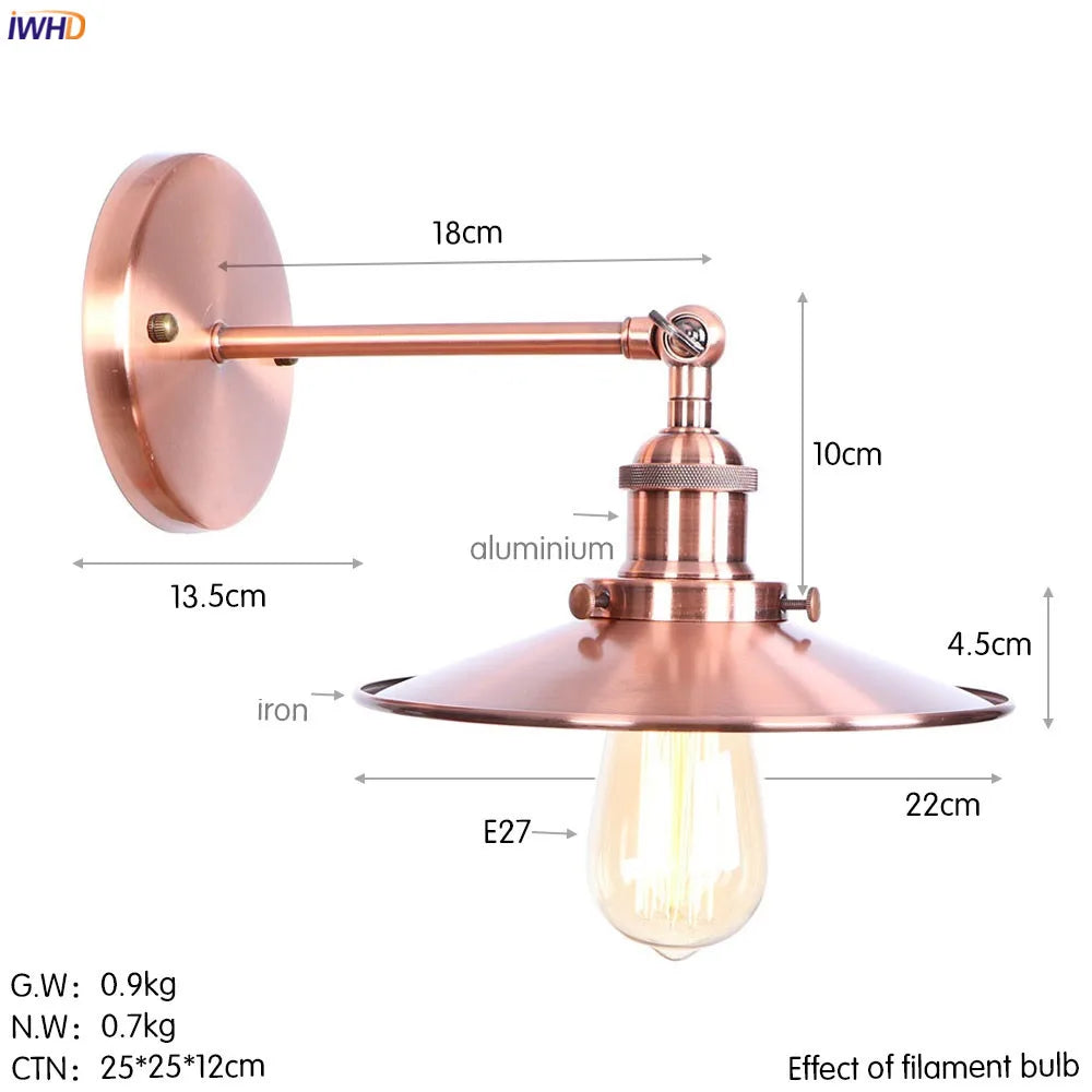 Antique Gold Rustic LED Wall Light for Home Decor