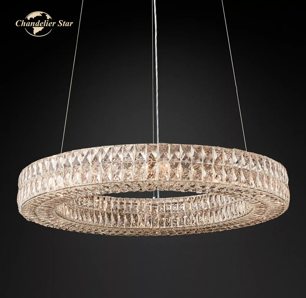 LED Halo Crystal Chandelier for Bedroom Living Dining Room Decor