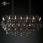Smoke Crystal Chandelier LED Rectangular for Kitchen Island Dining