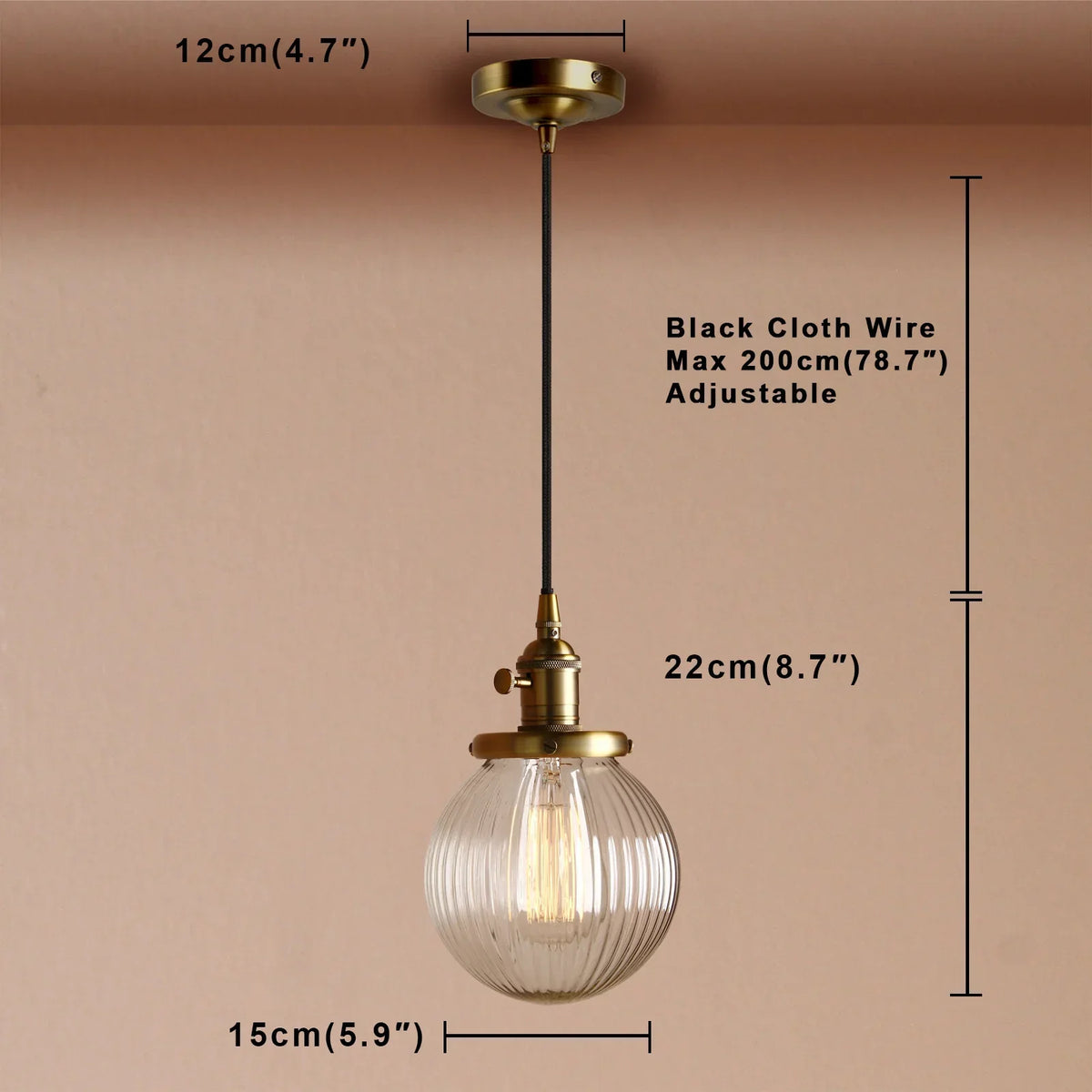 Clear Glass Globe Pendant Lights E27 Hanglamp for Living Room Loft