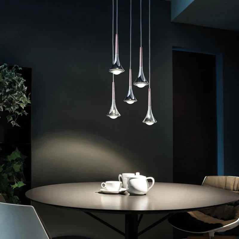 Rain Chrome Pendant Light for Dining Room Minimalism Decor Kitchen Loft
