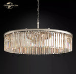 Modern LED Crystal Chandelier Chrome Black Metal Odeon Round Lamp