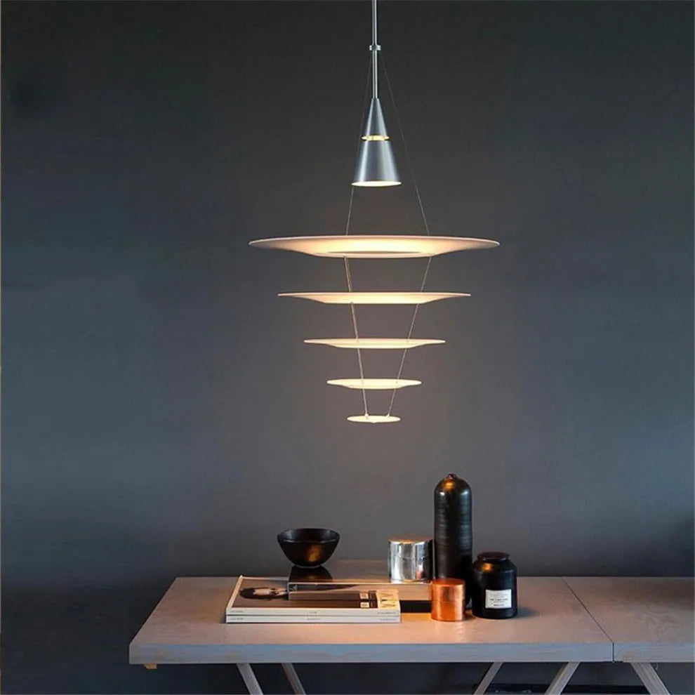Spiral Acrylic Ring LED Pendant Light - White Nordic Designer Minimalist Lamp