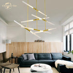 Nordic Iron Glass LED Chandelier Modern Living Room Bedroom Pendant Light