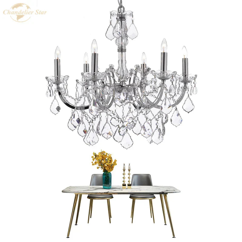 Traditional Crystal Chandelier LED Hanging Lamp Luxe Candle Lustre