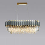 Art Deco Golden Black Crystal Pendant Lights for Dinning Room