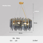 Art Deco Glass Iron LED Chandelier for Dinning Room