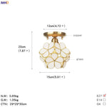 White Glass LED Ceiling Light Fixture, Nordic Modern Copper Ceiling Lamp