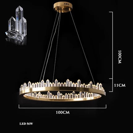 Golden Crystal LED Chandelier for Modern Dining Room
