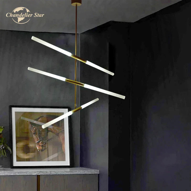 Nordic Iron Glass LED Chandelier Modern Living Room Bedroom Pendant Light