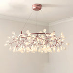 Heracleum Chandeliers: Modern Black/Rose Gold Round Firefly Lamp Branch Design