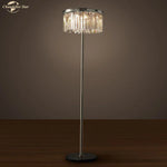 Industrial Crystal LED Floor Lamp Chrome Black Metal Standing Light