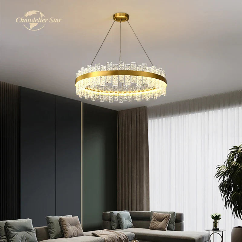 LED Round Glass Chandelier: Modern Nordic Stainless Steel Pendant Light for Bedroom & Living Room