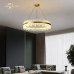 LED Round Glass Chandelier: Modern Nordic Stainless Steel Pendant Light for Bedroom & Living Room