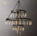 Axis Black Brass LED Round Chandelier for Living & Dining Room
