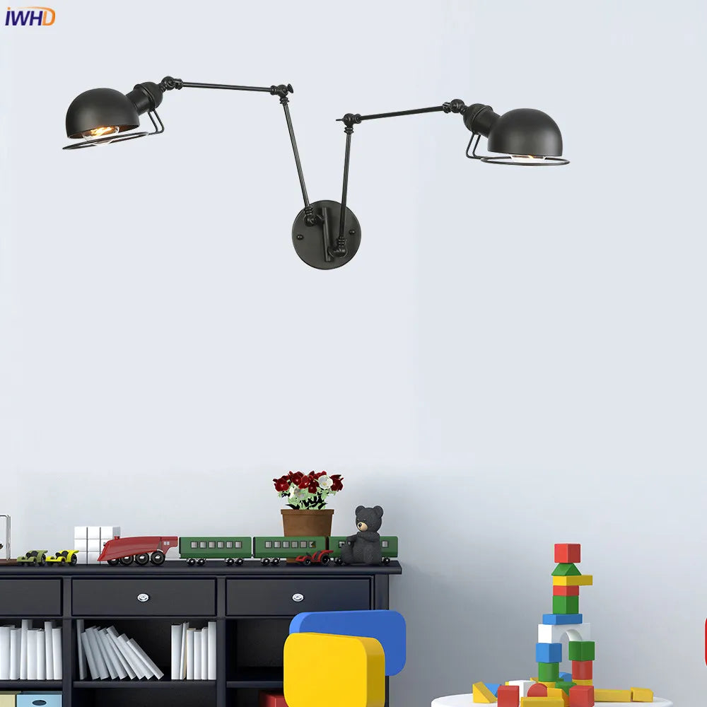 Antique Black Wall Lamp Vintage Industrial Sconce LED Applique Murale