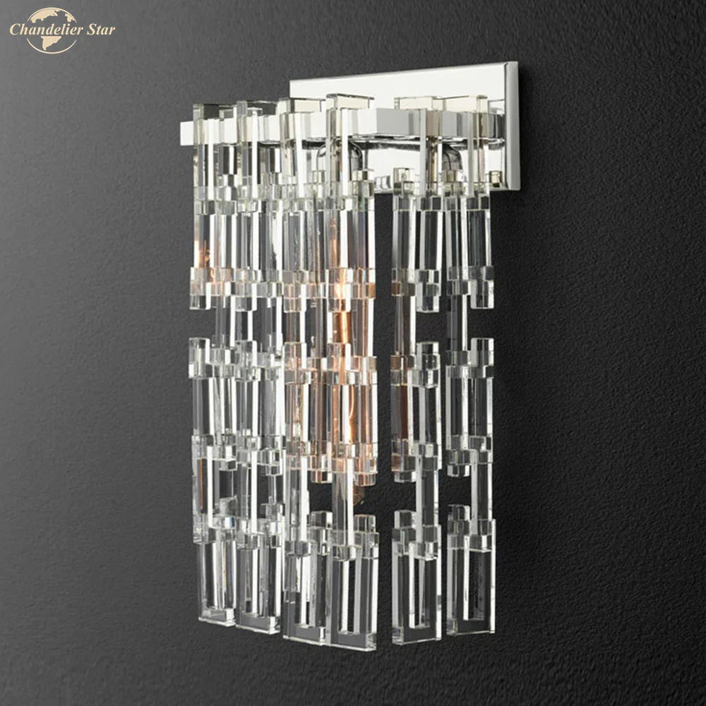 Crystal Wall Sconce Lamp: Modern Art Deco Square Design for Home Interior