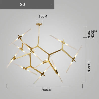 Branch Suspension Pendant Light - Gold Black G9 LED Iron Glass Fixture