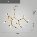 Branch Suspension Pendant Light - Gold Black G9 LED Iron Glass Fixture