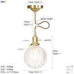 Glass Copper LED Pendant Light for Kitchen Cafe Living Room