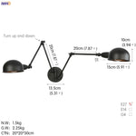 Loft Antique Edison 3-Head Black Wall Sconce Swing Arm Light
