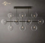 Farmhouse Clear Glass Linear Chandelier - Rustic Chic Pendant Lighting for Dining Room