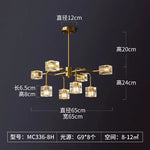 Square Crystal Chandelier Artistic Branches Luxury Gold Light Fixtures Living Room Kitchen Lighting