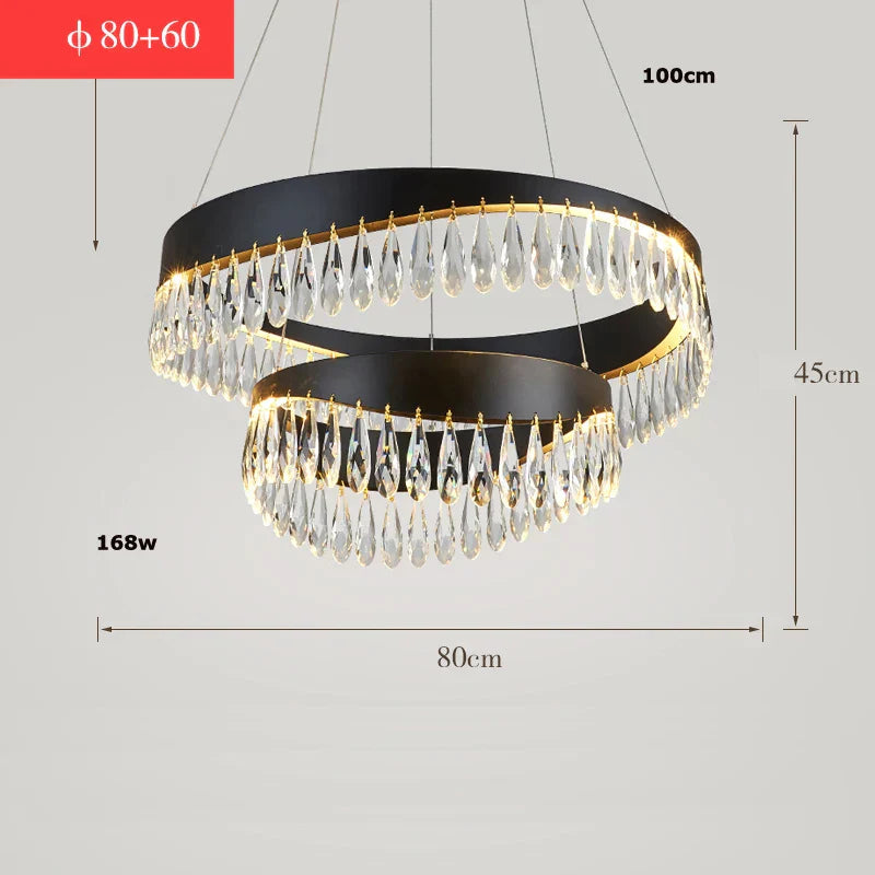 Crystal Stainless Steel LED Chandelier for Foyer