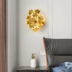 LED Golden Maple Leaves Wall Sconce for Bedroom and Corridor
