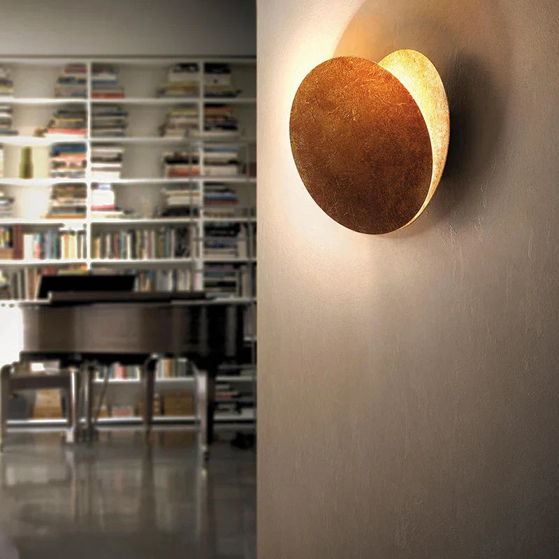 LED Gold Eclipse Circle Wall Lamp for Bedroom Living Room