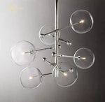 Modern Black Brass Chandelier Clear Glass Globe Island Pendant Lights